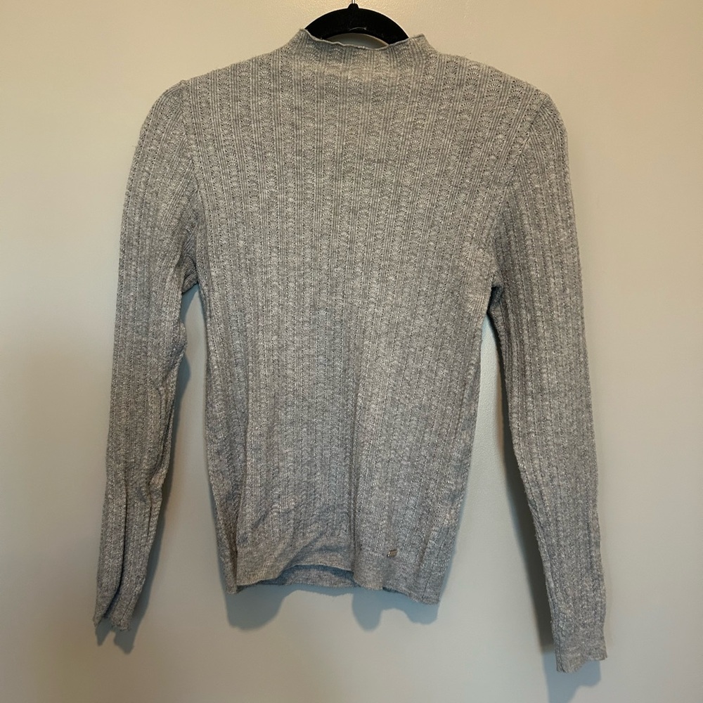 Grey Knit Turtleneck Sweater